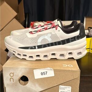 Brand new On Cloudmonster Frost/ Black size 12 men
